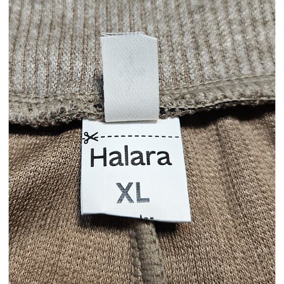 HALARA Women XL Sweatpants Beige Cream So Cinched Striped Wide Leg Ribbed NEW - Picture 4 of 9